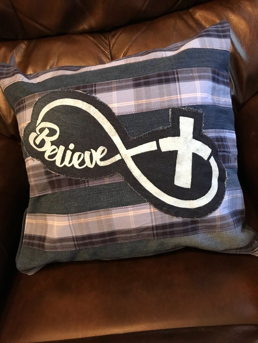 Inspirational Pillow Cover 18 x 18 Inches Handmade Christian Faith Home Decor